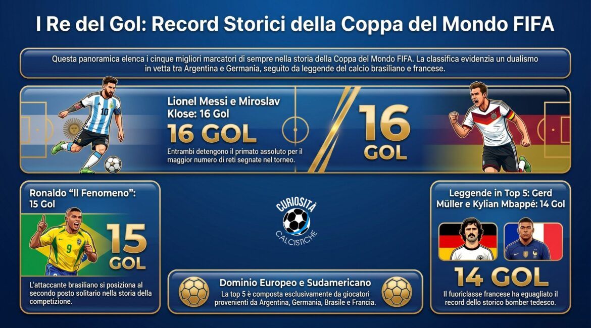 I re del gol: la classifica dei marcatori nella storia dei mondiali